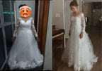 RODDRSYA Elegant O-Neck Wedding Dress Lace Up A-Line Applique Tulle Long Sleeves Beach Bride Gowns vestidos de novia Customized