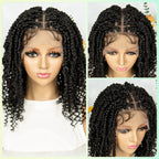 14Inch Full Lace Braided Wigs Synthetic Lace Frontal Twisted Braids Wigs with Baby Hair Knotless Box Braids Wig for Black Women
