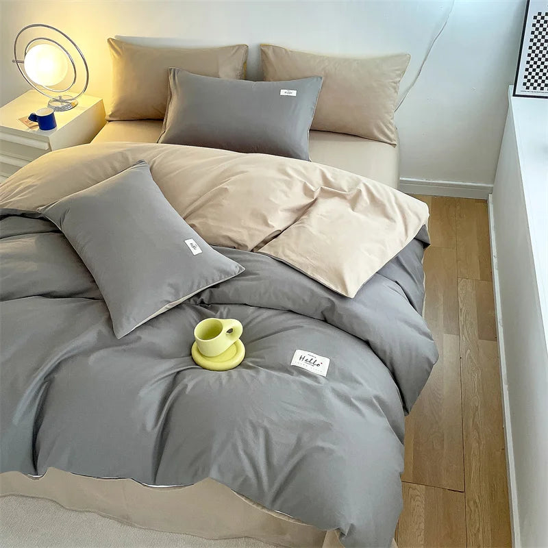 INS style high luxury solid color double-sided style single couple quilt cover soft luxury hotel & apartment & home bedding Secondary image