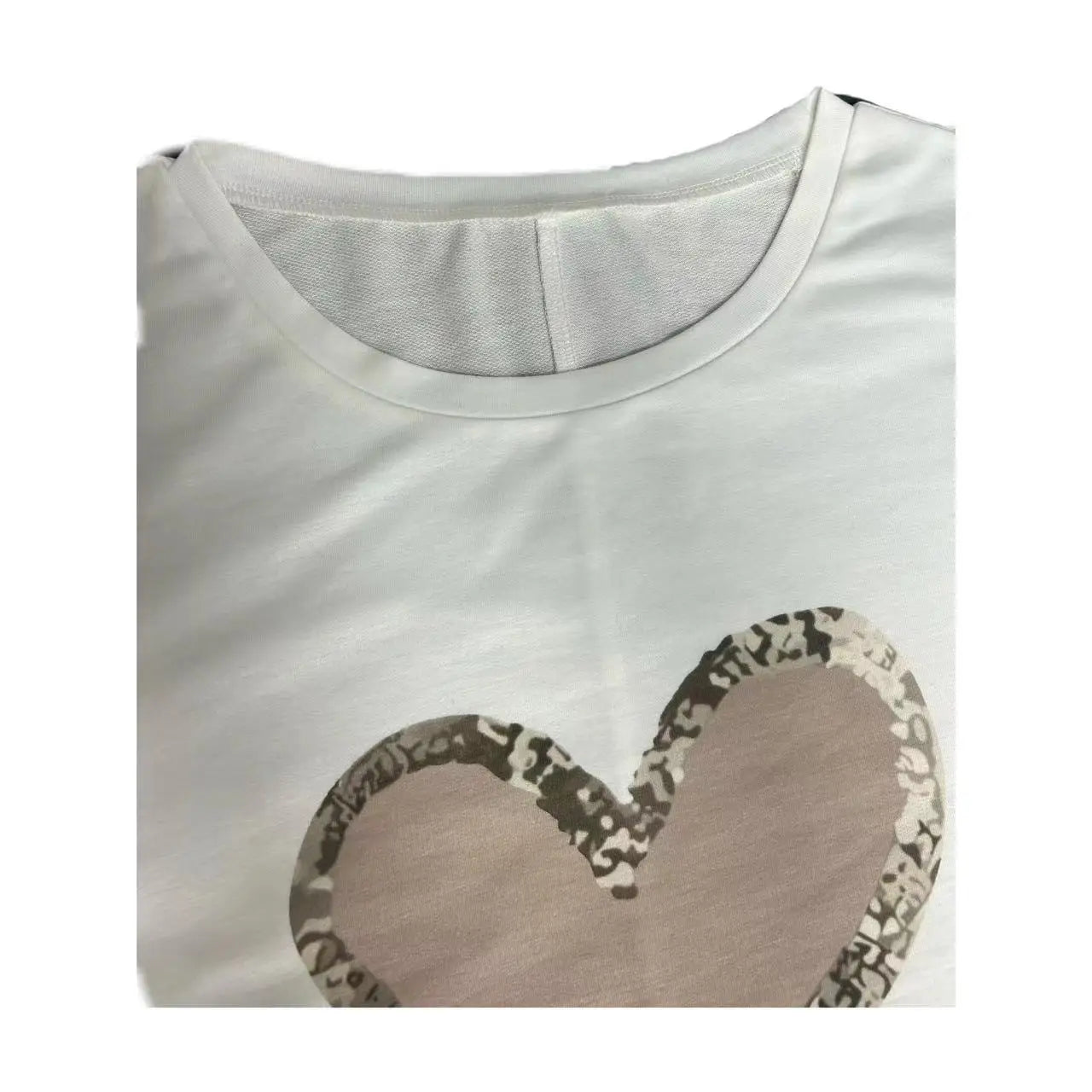 2026 Plus Size Europe And The United States Autumn Love Printed Round Neck Loose Color Contrast Long Sleeve T-Shirt Women