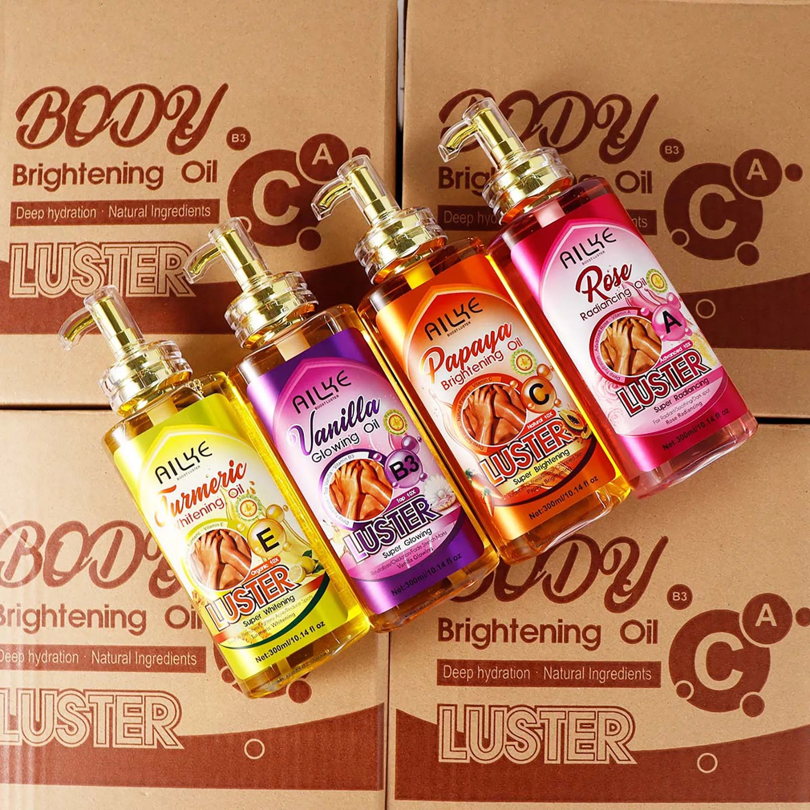 AILKE Whitening Body Oil, Moisturizing, Nourishing, Smooth Skin, Reduce Dark Spots, Suitable For All Skin Types, 300ml