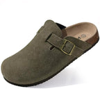 Crestar Fashion Clogs Slippers For Women Classic Suede Men Mules Cork Footbed Leather Potato Shoes With Arch Support Beach Slide