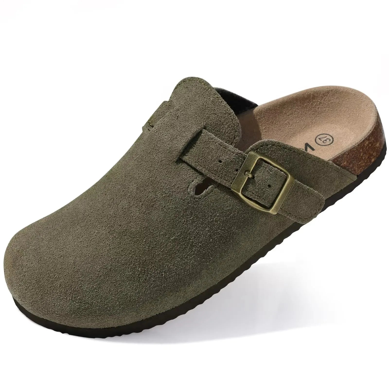 Crestar Fashion Clogs Slippers For Women Classic Suede Men Mules Cork Footbed Leather Potato Shoes With Arch Support Beach Slide