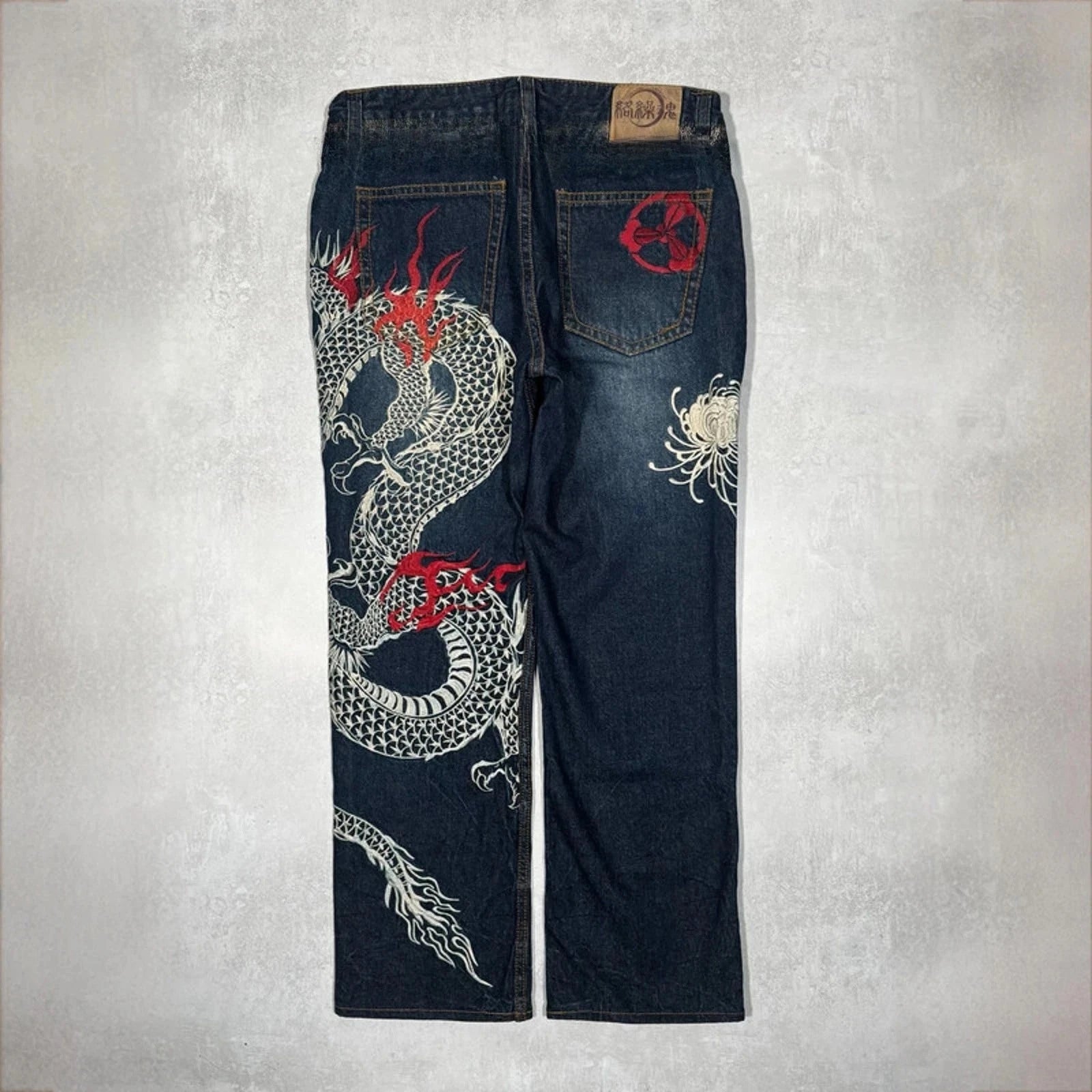 American Japanese Retro Selvedge Jeans Man Y2K High-end Brand Natural Indigo Dip Dyeing Harajuku Mopping Pants