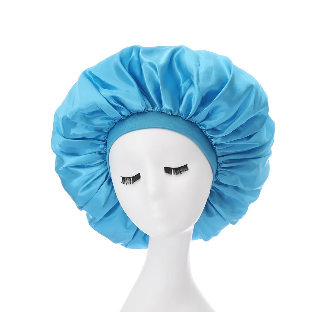 Large Bonnet Women Big Size Satin Bonnet Sleeping Night Women Cap Bonnet Hat Satin Cheveux Nuit Silk Bonnets for Women