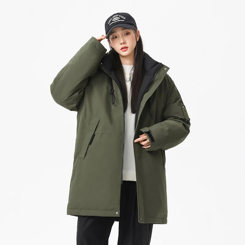 Winter new style cotton coat for men 2026 snap-closed hooded jacket neutral style mid-length workwear cotton coat for men Secondary image