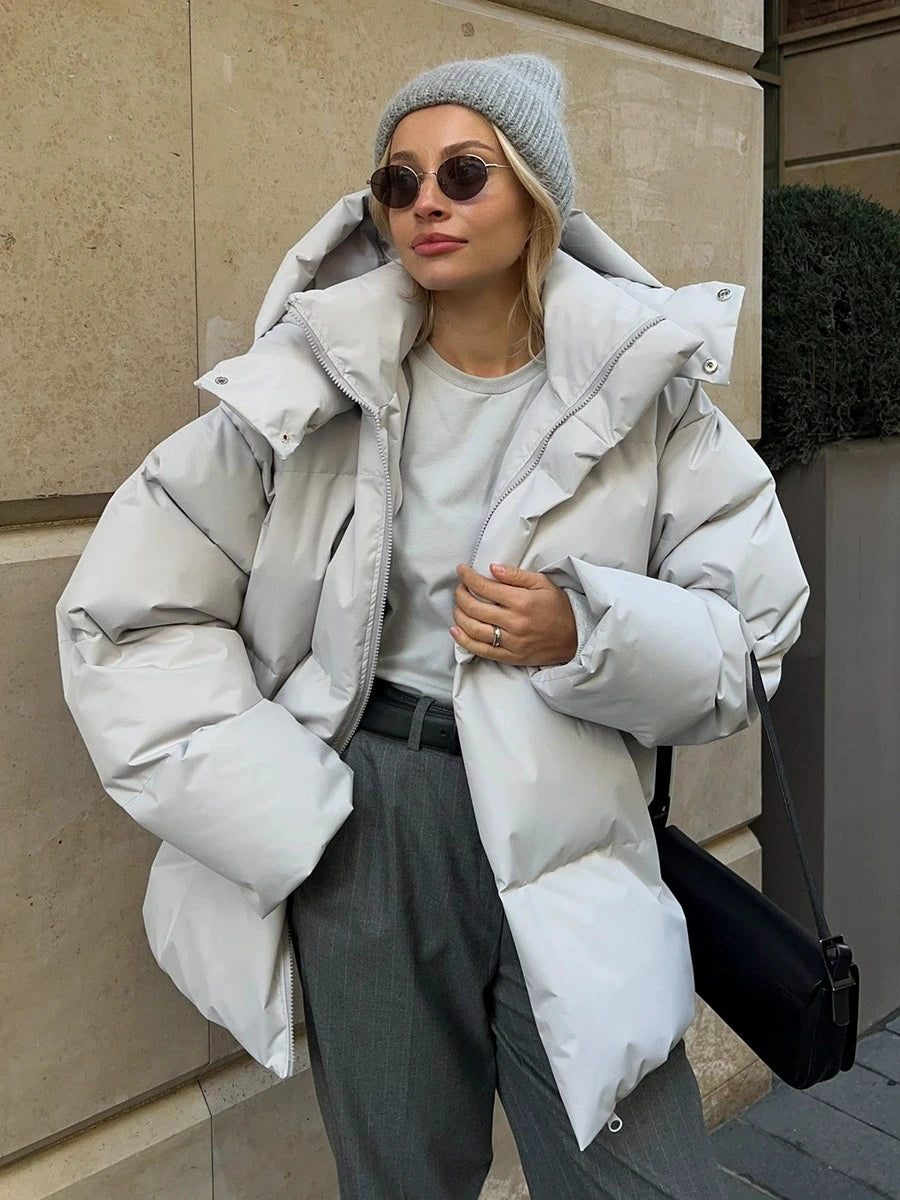 Women Winter Cotton Coat 2025 New Women Loose Cotton Padded Jacket Solid Hooded Parkas Coat Female Puffer Coat Winter Outwear Main image