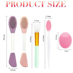 2-in-1 Facial Care Kit: 2 Mask Applicator Brushes + 2 Nose Cleansing Brushes + 2 Face Massage Brushes - Deep Pore Cleaning, Blac