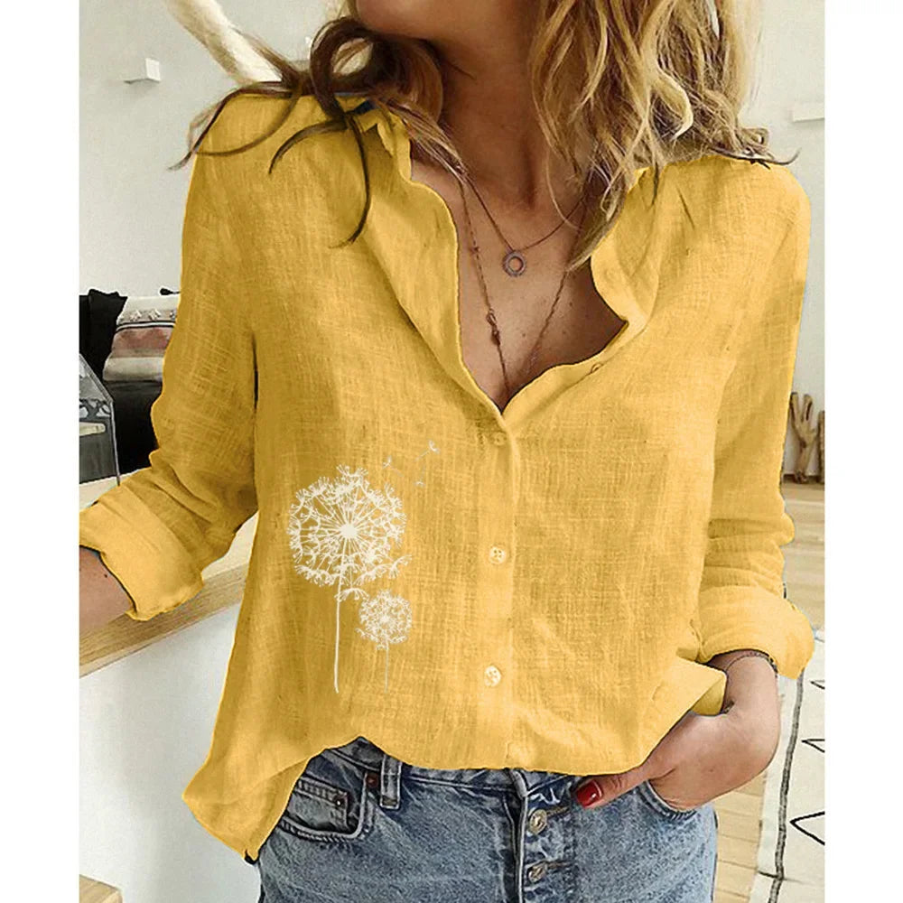 Women Clothing Shirts for Women Tops Tshirts Cotton Linen Casual Fashion Clothes Tees Spring Elegant Streetwear Autumn