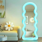 Korean Style Light Mirror Wavy Light Funky Aesthetic Full Body Mirror Living Room Design Floor Spiegel Wand Home Decorations