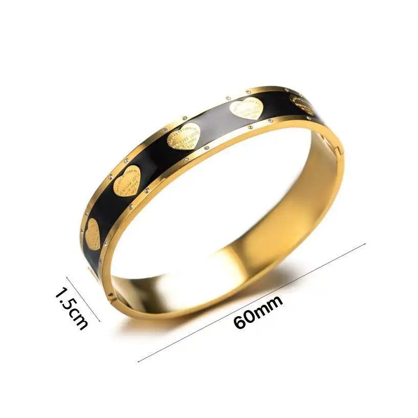 ZAKOL New INS Trendy Peach Heart Titanium Steel Bracelet for Women Men European and American Style Wide Bracelets Jewelry