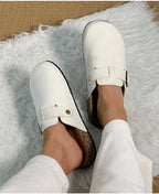 Women's Casual Closed Toe Flip-flops Summer Outdoor Slippers Couple's Flannel Sandals Comfortable Non-slip Wear-resistant Slides