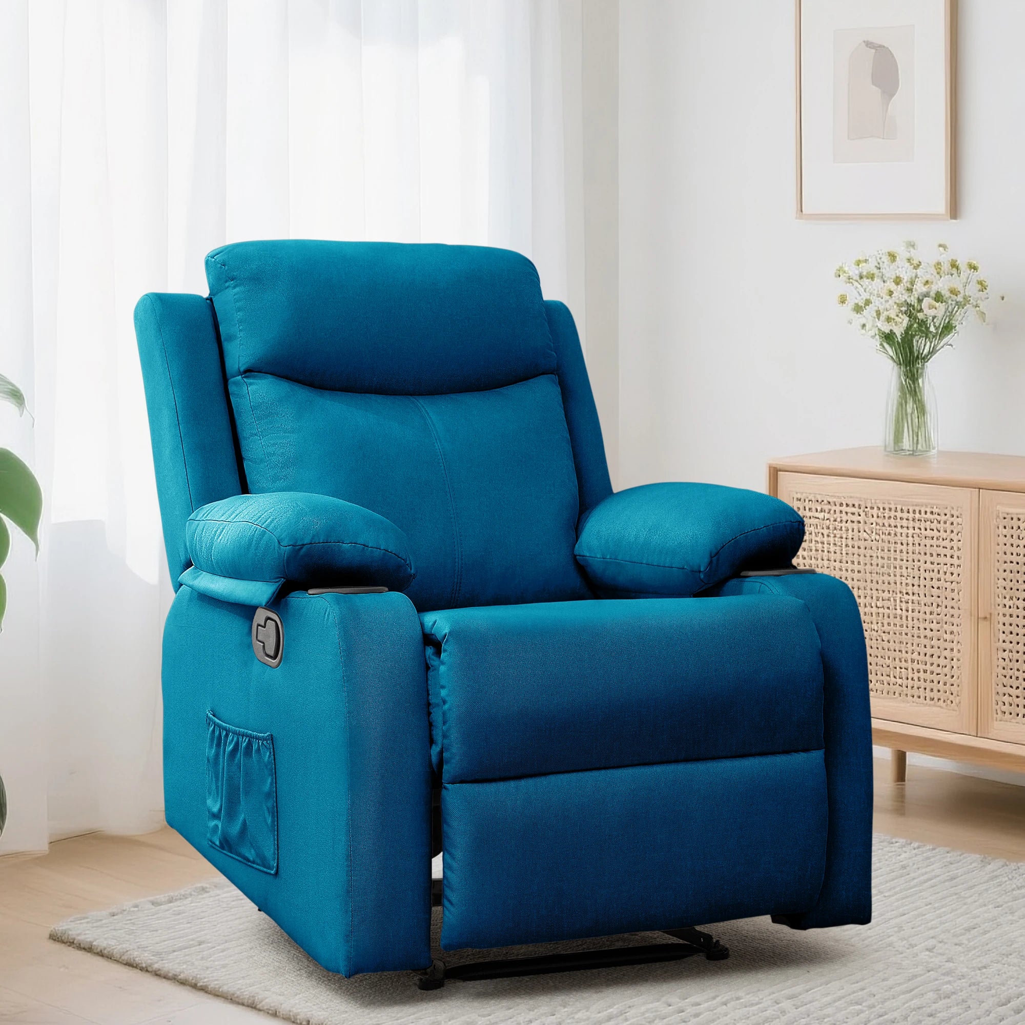 Korser Small Recliners for Small Spaces, Reclining Manual Chair with Cup Holders and Side Pockets  for Living Room, Bedroom