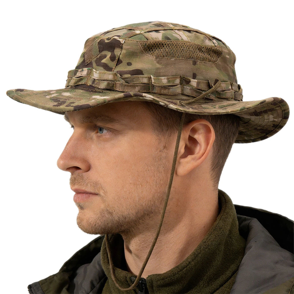New Camouflage Tactical Boonie Cap Wide Brim Bucket Benny Hats Men Women Outdoor Sports Multicam Caps For Fishing Hiking Hunting