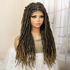 Synthetic Full Lace Locs Braided Wigs for Black Women 24 inches Knotless Box Dreadlock Braids Wig Lace Frontal Braiding Wig