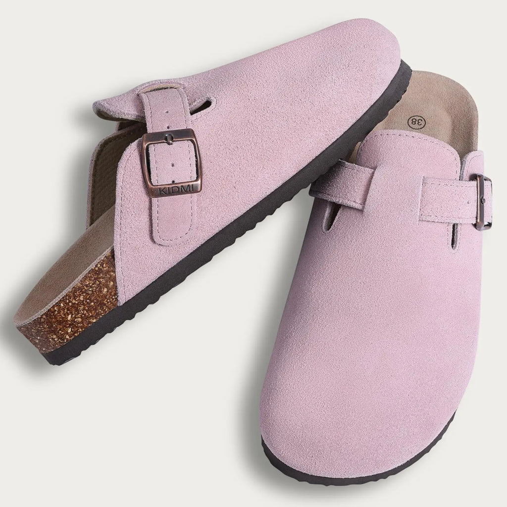 Comwarm Men Suede Clogs Slippers Classic Cork Footbed Mules Women Cozy Fashion Clogs Shoes With Arch Support Men Beach Sandals