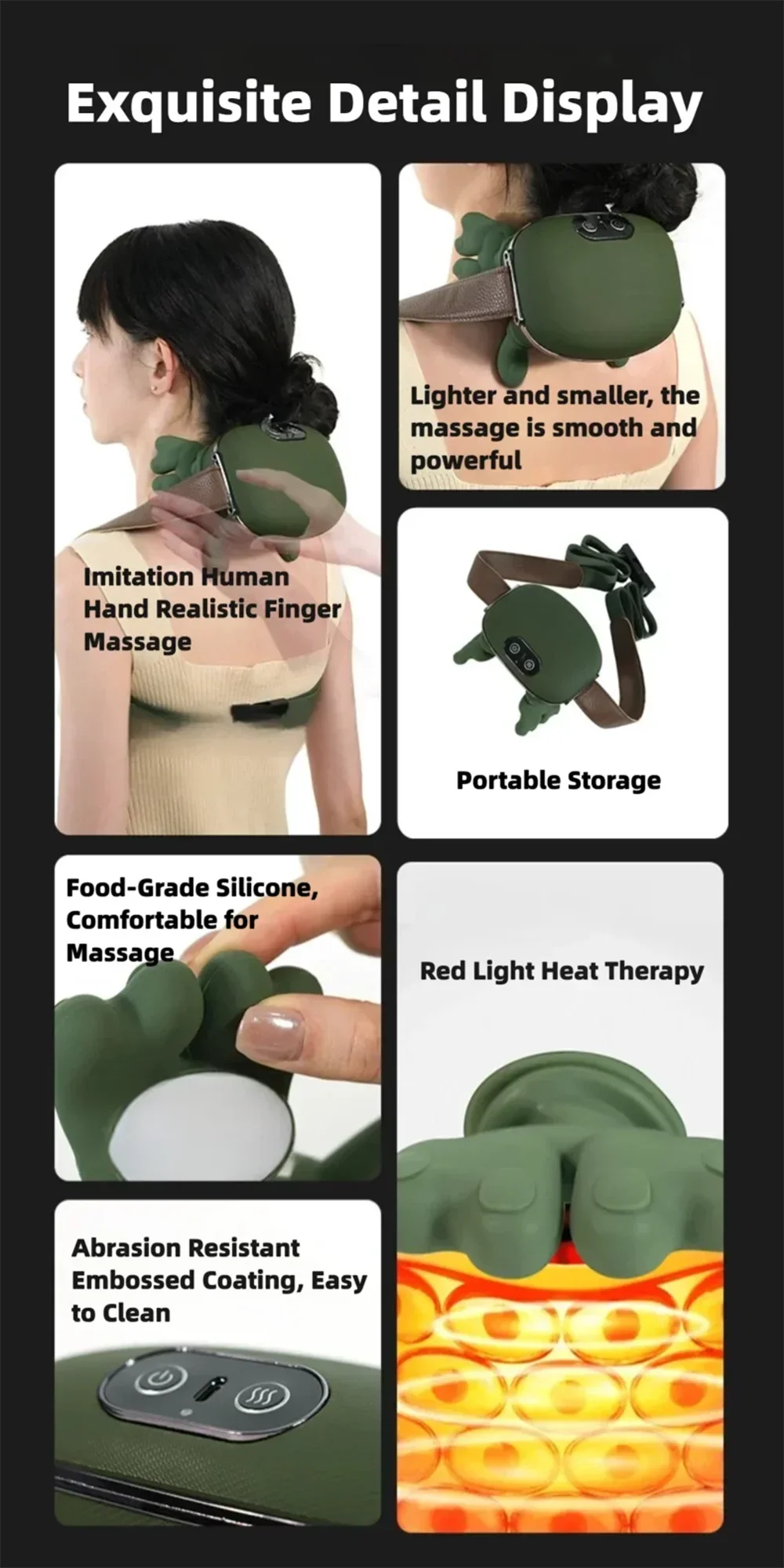 Bionic Finger Neck Shoulder Massager Wireless Neck Cervical Trapezius Kneading Massage Shawl Brushless Motor Neck masajeador