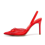 Women's Shoes 2025 Summer Sandals Breathable Mesh Heels Red Luxury Brand Girls Shoes Woman
