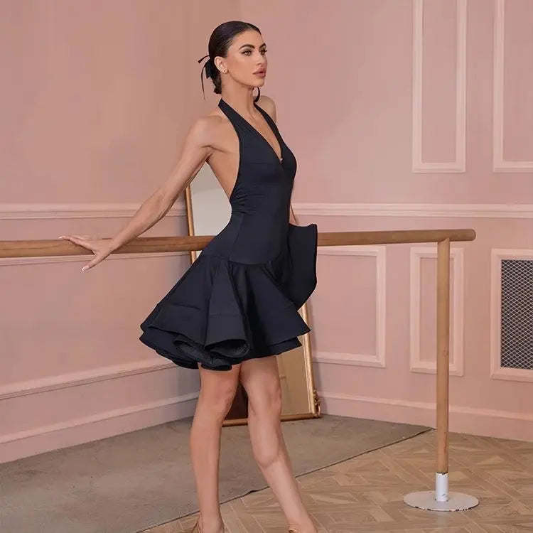 Black Latin Dance Dress for Women Professional Sexy Chacha Dance Competition Dress Adult Party Dresses Stage Outfit 2026 New