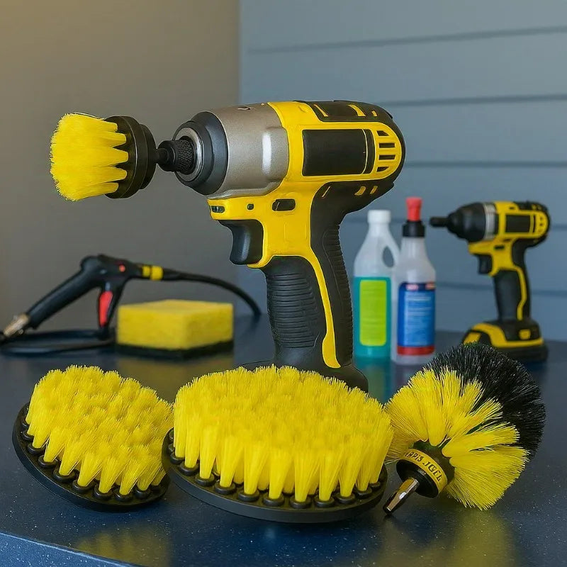 Electric Scrubber Brush Drill Attachment Kit Power Cleaning Brushes For Carpet Glass Auto Tires Nylon Bristle Heads 2 3.5 4 Inch