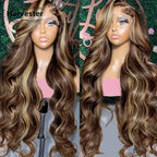 Highlight 13x6 Hd Lace Frontal Wig Human Hair Body Wave  Honey Blonde Brown Human Hair Wig P4/27 Colored Wig