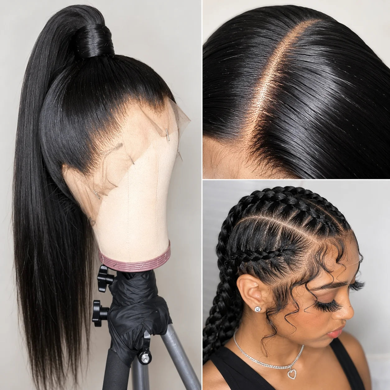 High End Real Full Lace Human Hair Wigs Bone Straight Brazilian 100% Raw Virgin Hair Breathable HD Full Lace Invisible Scalp Wig