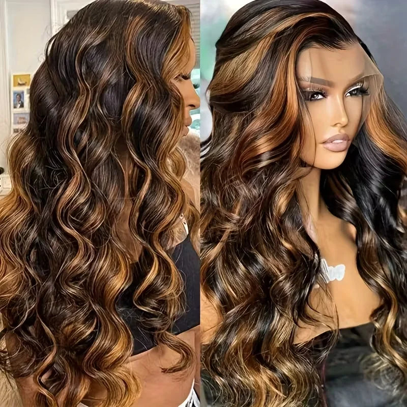 1B/30 Highlight Wig Body Wave Human Hair 13x6 Lace Front Wig Pre Plucked Pre Cut Lace 5x5 Glueless Wigs Human Hair 220% Density