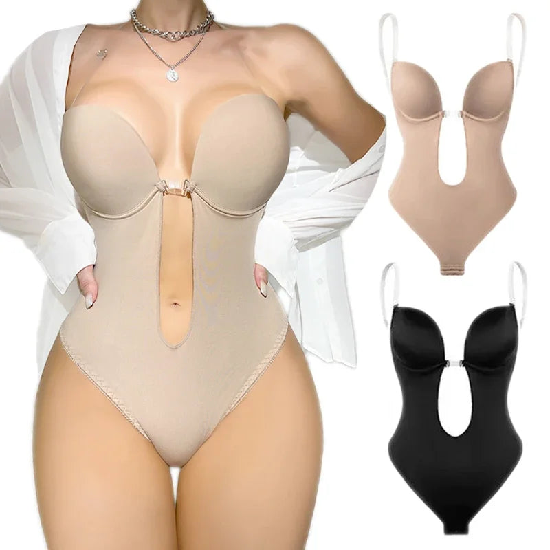 Women Full Body Shaper Bra Backless Bodysuit Thong Invisible Shapers Tummy Control Shapewear Girdles Sheath Slimming Underwear Secondary image