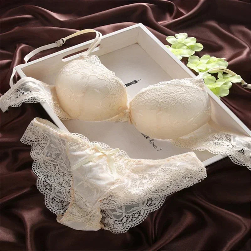Newest Women's Push Up Embroidery Sexy Lace Floral Bra Sets Panties Underwear 5 Colors Secondary image
