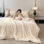 Solid Color Taffeta Velvet Carved Blanket Thick Double-Sided Plush Multifunctional Blanket Office Nap Quilt for All Seasons