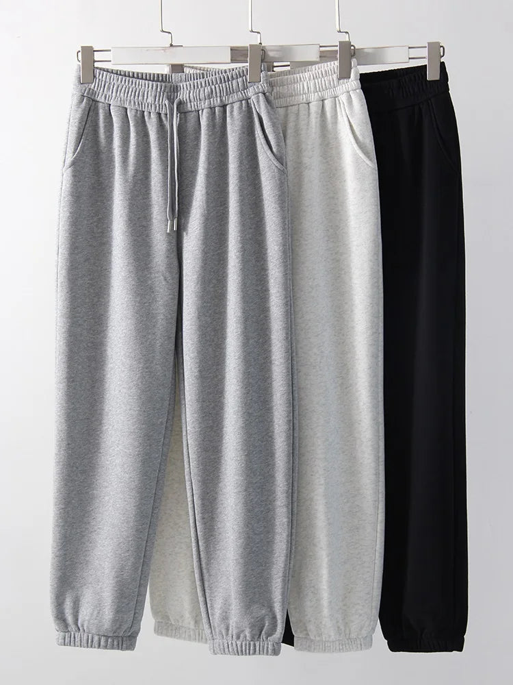 Thick Warm Fleece Sweatpants Women Winter Straight Leg Pants Gray Velvet Trousers Pants Jogger For Women Sweatpants Outfits