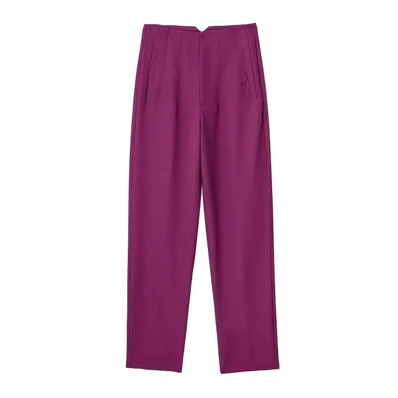 HXAO Fashion Office Wear High waist Pants for Women Formal Pants Office outfits Pencil Trousers Black Pink White Ladies Pants
