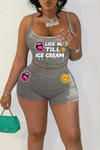 Sexy Spaghetti Strap Crop Tops And Short 2 Piece Sets Woman Outfit 2026 Summer Sexy Sport Casual Two Piece Set Women Short Sets