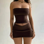Dulzura Women 2026 Spring Tube Tops Mini Skirts Party Club Two Piece Matching Sets Vacation Outfits Wholesale Items For Business