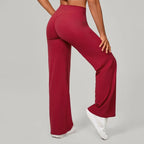 Women's New Pilates Straight Leg Yoga Pants Hip Lifting Tight Fitting Wide Leg Pants Outdoor Sports Running Casual Fitness Pants