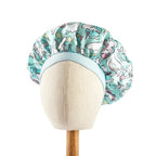 New Baby Unicorn Cartoon Print Satin Night Sleep Cap Elastic Wide Band Bonnet Hair Cover Hat Beanie Salon Bath Spa Shower Caps