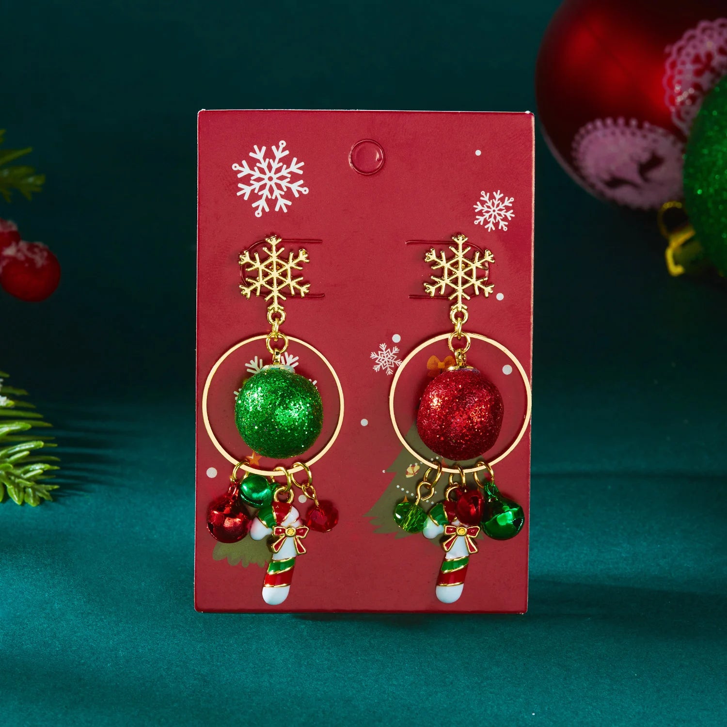 Merry Christmas Pearl Flower Star Bell Long Tassel Dangle Earrings for Women Shiny Crystal Zircon Snowflake Earring Girl Jewelry