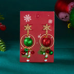 Merry Christmas Pearl Flower Star Bell Long Tassel Dangle Earrings for Women Shiny Crystal Zircon Snowflake Earring Girl Jewelry