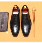 Italian Men's Formal Shoes Luxury Genuine Leather Handmade Quality Comfortable Elegant Black Wedding Social Oxfords Shoes Man