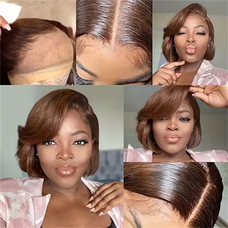 Straight Pixie Cut Wig Short Bob Wigs 13x4 Lace Front Wigs Human Hair Pre Plucked Pixie Cut Wig Brazilian Human Hair 100%