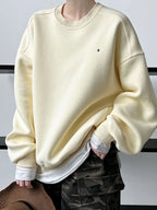 Autumn New Casual Loose Solid Hoodie Women's Embroidered Long Sleeve Top With Velvet