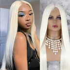 Platinum White Straight Lace Front Wig 250 Density Lace Front Wigs 13x4 HD Lace Front Wig Human Hair for Women with Baby Hair