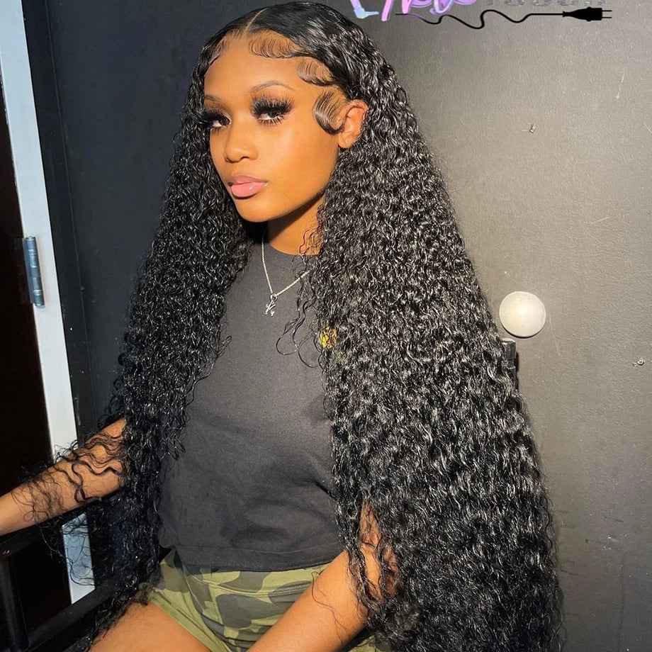 250 Density Water Wave 13X6 13X4 Hd Transparent Lace Deep Wave Frontal Wigs Pre Plucked Human Hair Curly Wigs For Black Women