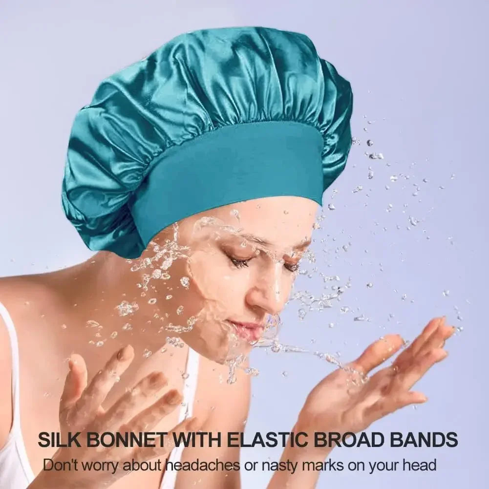 Bonnet Satin Sleeping Hat Hair Night Sleep Cap Head Cover Shower Caps for Bath and Sauna Bathing Shower Caps Bathroom Products