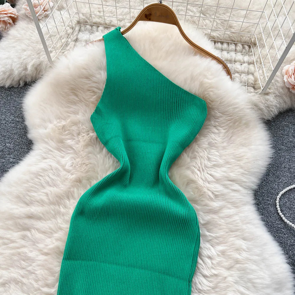 Solid New Chic Fashion Sexy Package Hips Mini Dress Women Summer Slim Elastic Knitted Party Dress Streetwear Lady Outfits
