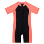 Wetsuits Kids Boys Girls Swimwear Swimsuits Short Sleeves Bodysuit Zippered Shorty Unitard Children's Bathing Suit Wetsuit