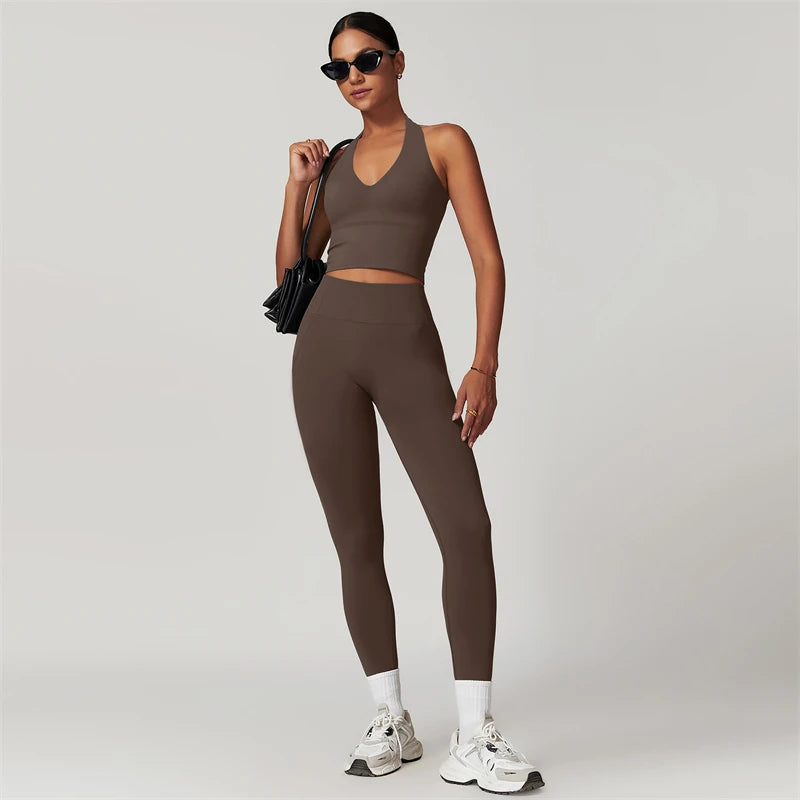 2-Piece Yoga Set – Crop Top & High Waist Leggings