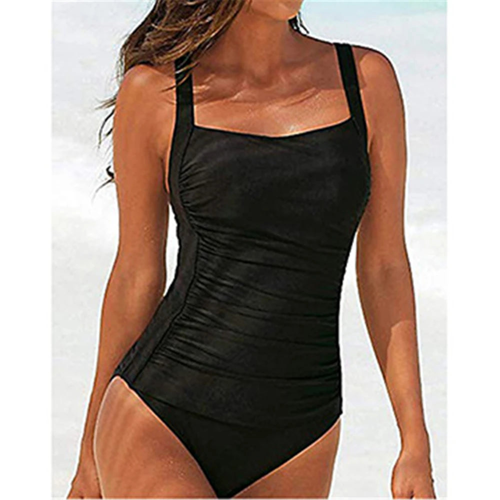 Women's One-piece Swimsuit Sexy Solid Color Shoulder Strap Swimming Bathing Surfing Suit Beach Sports Wear Sexy Swimwear