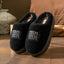 New plush cotton slippers for women, autumn and winter indoor thick sole with plush anti slip slippers, thickened cotton slipper