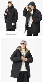 Winter new style cotton coat for men 2026 snap-closed hooded jacket neutral style mid-length workwear cotton coat for men